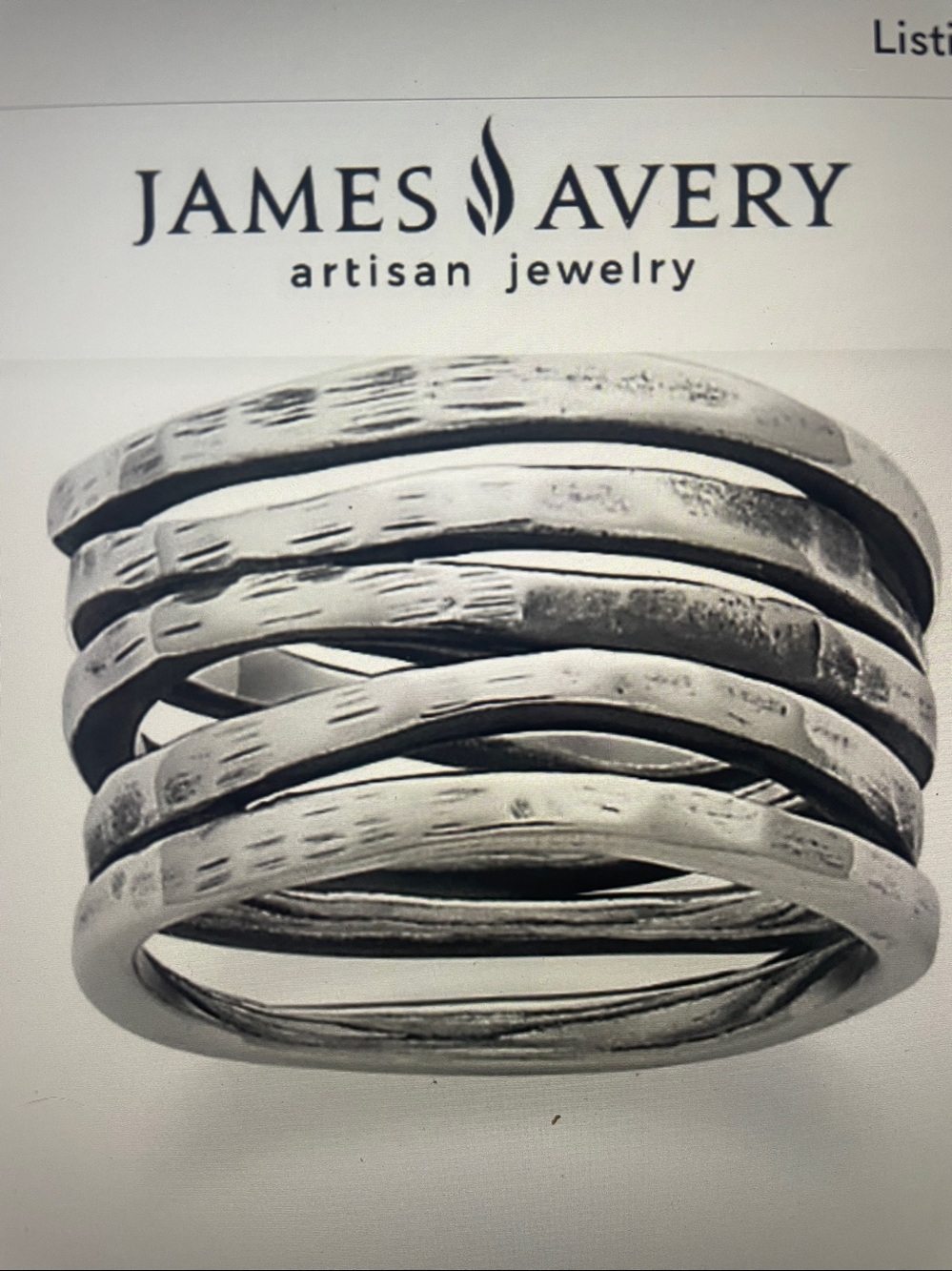 Retired James Avery stacked Hammered Silver Ring